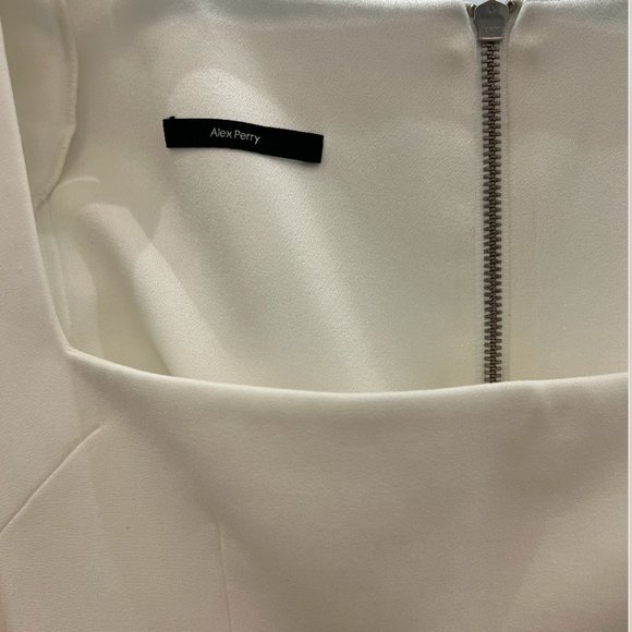 Alex Perry Pearson Balloon-Sleeve White Satin-Crepe Midi Dress US4 - Picture 2 of 3